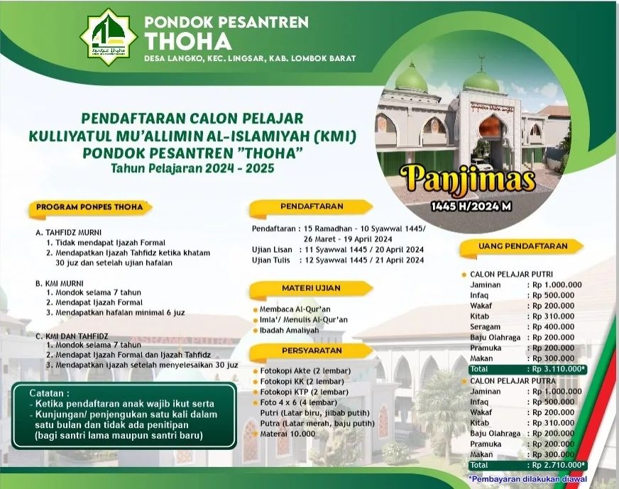 Video: Informasi Penerimaan Calon Pelajar KMI Ponpes Thoha 2024