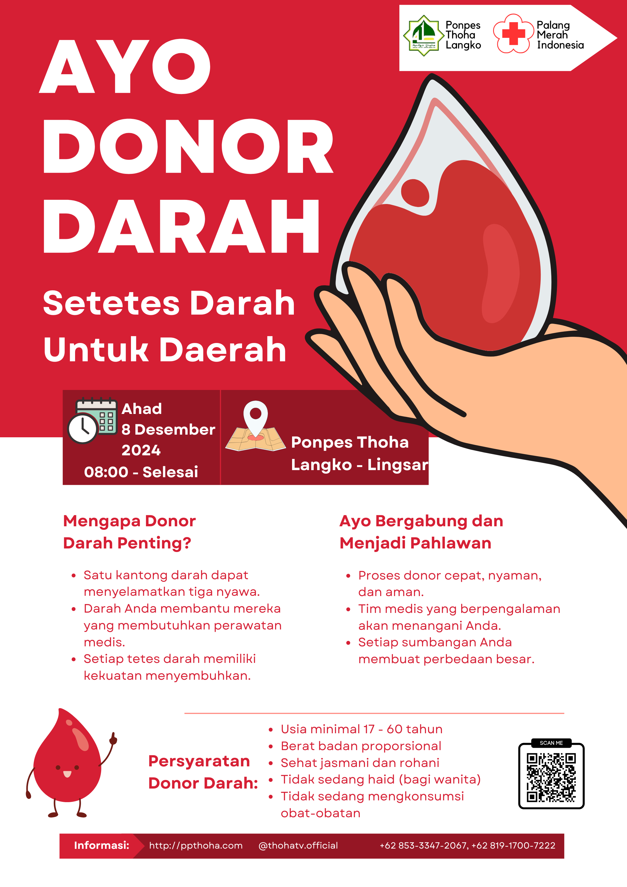 Donor darah, ponpes thoha, ponpes thoha langko, ponpes terdekat, pondok pesantren terdekat