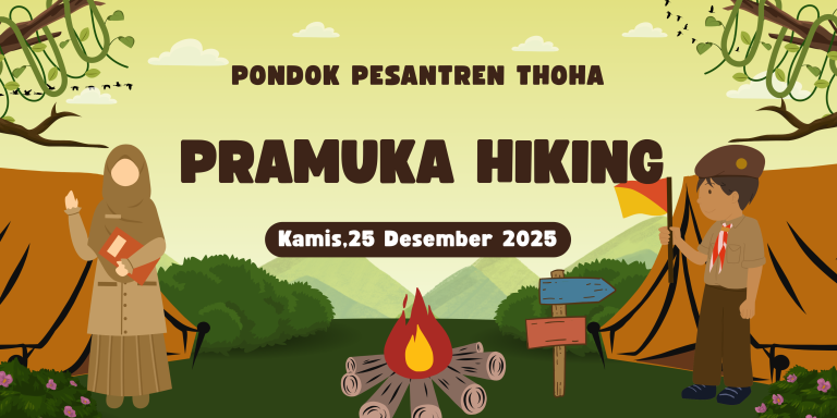 Cokelat dan Hijau Ilustratif Jambore Pramuka Nasional Spanduk Horizontal