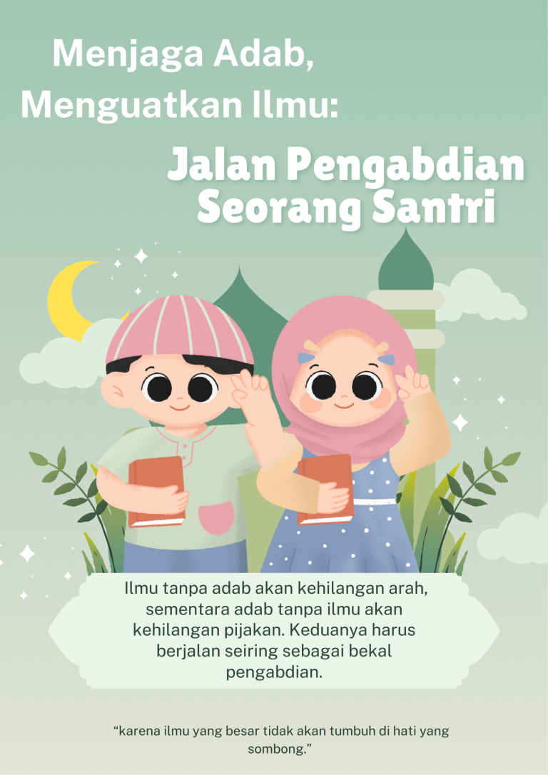 Poster Selamat Hari Santri Kreatif Ilustratif Hijau Pastel Putih